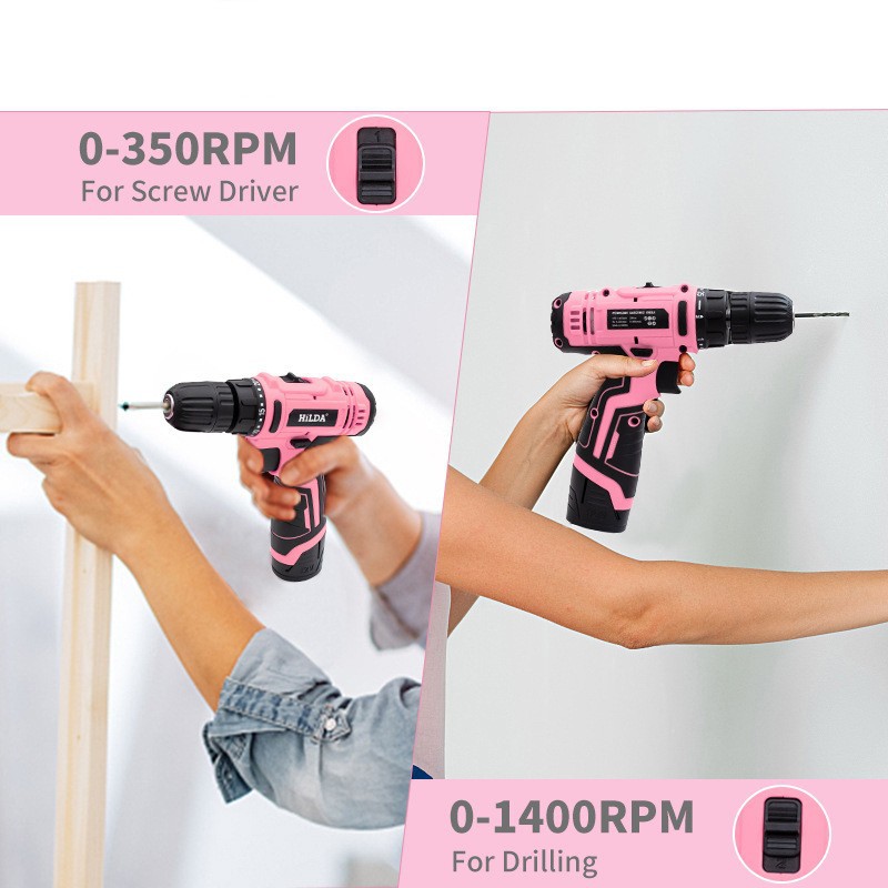 Power Tools Pink - 핑크색 핸드 드릴 10mm 2단 변속