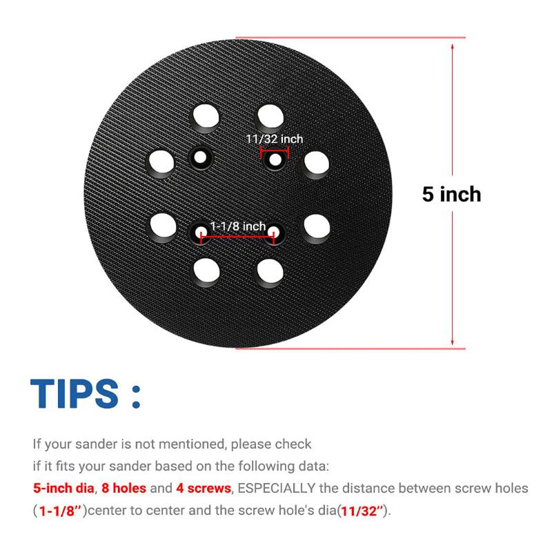 Random Orbital Sander - 1Pcs 교체용 샌딩 패드 5인치 8홀